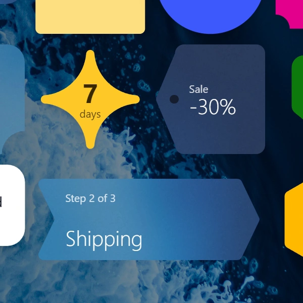 Diverse UI shapes and dynamic transitions composed using the Shape system